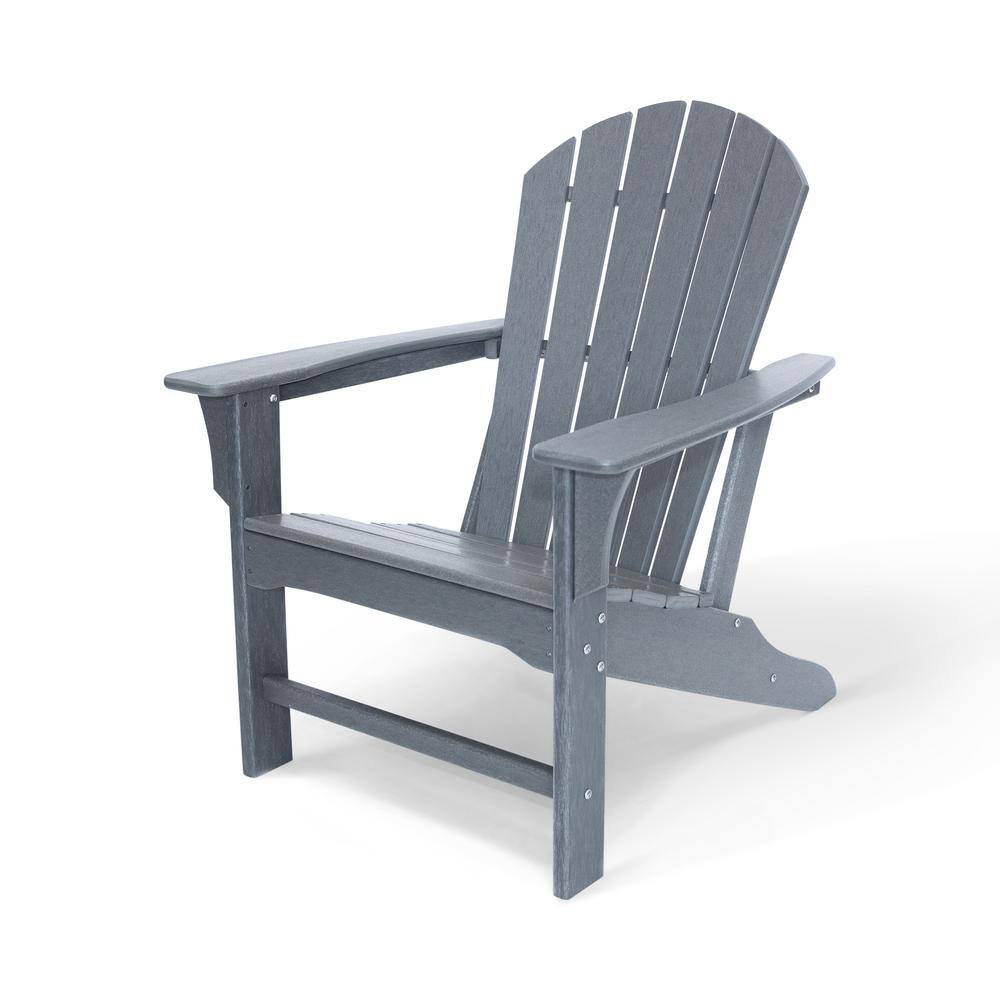 LuXeo Hampton Gray Pato Plastic Adirondack Chair and Table Set (3-Piece ...