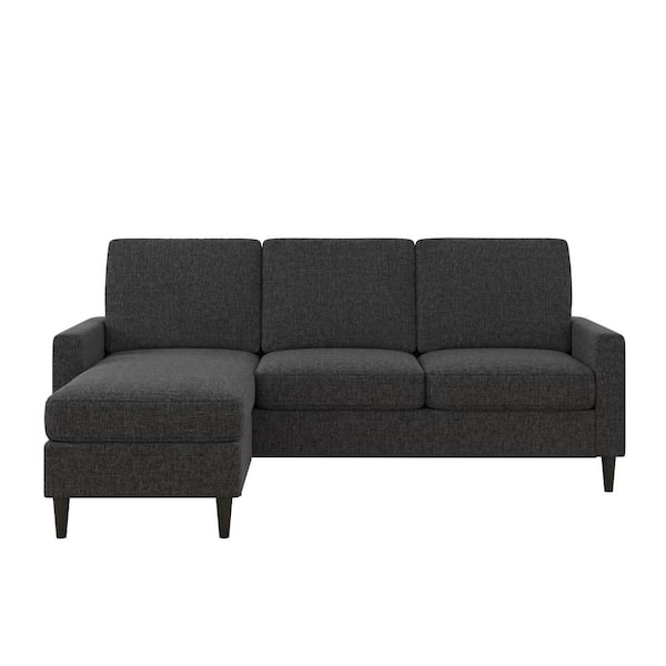 Dorel Living Jenny Charcoal Reversible Contemporary Upholstered Sectional