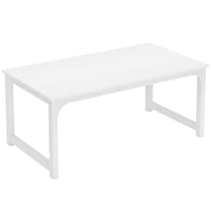Capen 71 in. Rectangular White Engineered Wood Computer Desk with Thicken Metal Frame Modern Style for Home Office