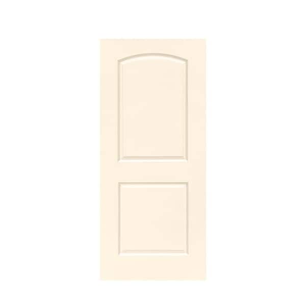 CALHOME 30 in. x 80 in. Beige Stained Composite MDF 2 Panel Round Top Interior Barn Door Slab