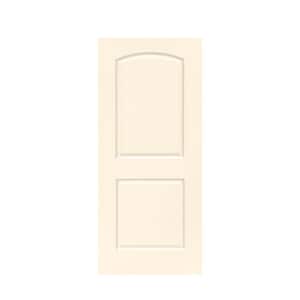 30 in. x 80 in. 2-Panel Beige Stained Composite MDF Hollow Core Round Top Interior Door Slab for Pocket Door