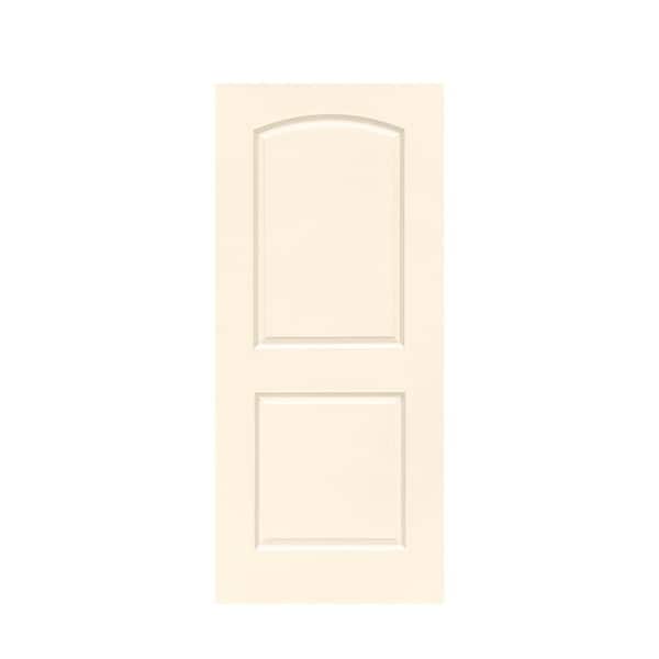 CALHOME 36 in. x 80 in. 2-Panel Hollow Core Beige Stained Composite MDF Round Top Interior Door Slab for Pocket Door