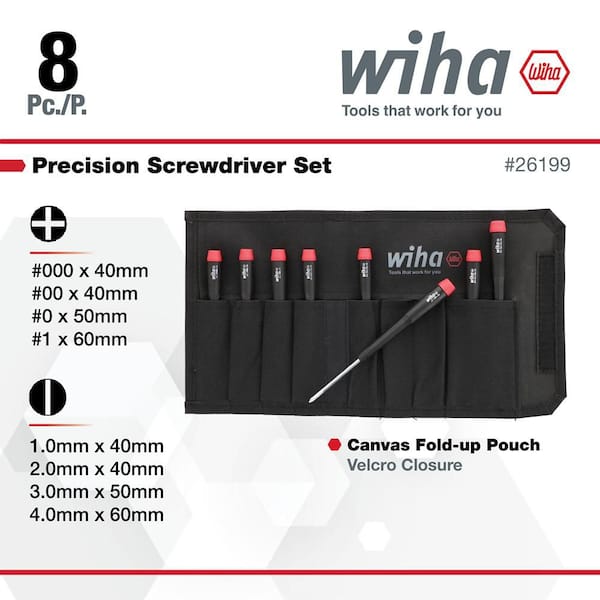 Wiha Precision Slotted and Phillips Screwdriver Set (8-Piece