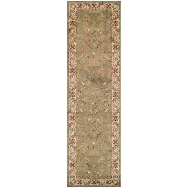 Heritage Green 2 ft. x 3 ft. Floral Scroll Polypropylene Area Rug