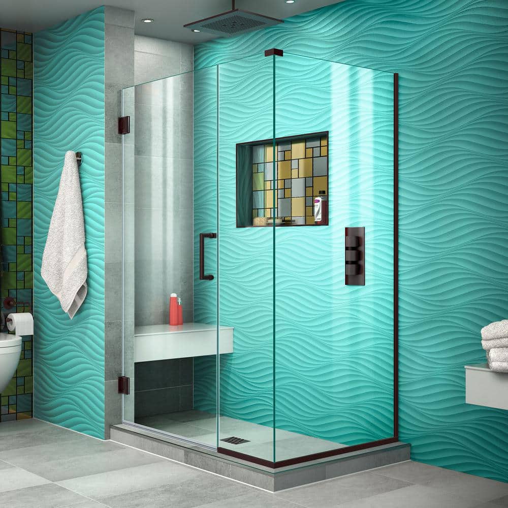 Unidoor Plus 38.5 in. W x 34-3/8 in. D x 72 in. H Frameless Hinged Shower Enclosure in Oil Rubbed Bronze price history on PriceWatchPro