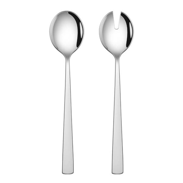 9.4 in Long Stainless Steel Salad Server Set with Spoon and Fork for Tossing and Serving Salad Utensils,