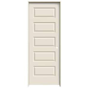 30 in. x 80 in. Smooth Rockport Left-Hand Solid Core Primed Molded Composite Single Prehung Interior Door