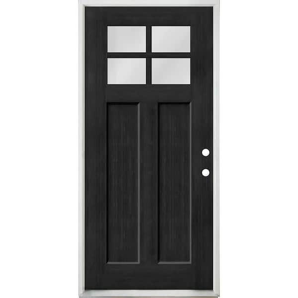 Steves & Sons Regency 36 in. x 80 in. 4 Lite 1/4 Toplite LHIS Clear Glass Onyx Stained Fir Grain Fiberglass Prehung Front Door