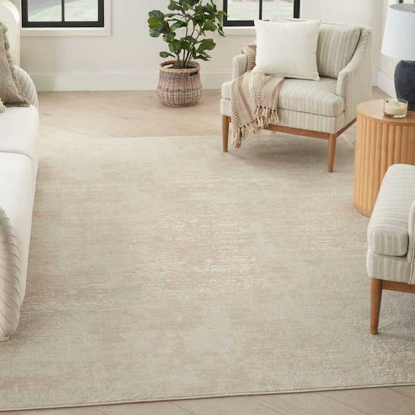 Serenity Home Ivory 6 ft. x 9 ft. Abstract Contemporary Area Rug