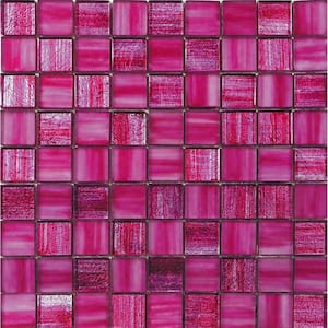 Pink 11.3 in. x 11.3 in. Polished and Matte Finished Glass Mosaic Tile (4.43 sq. ft./Case)