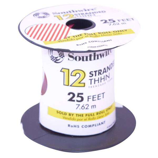 Southwire 25 ft. 12 Red Stranded CU THHN Wire