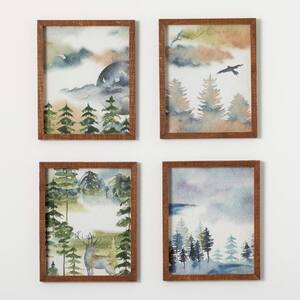 4-Piece Framed Woodland Watercolor, 19.75 in. x16 in.