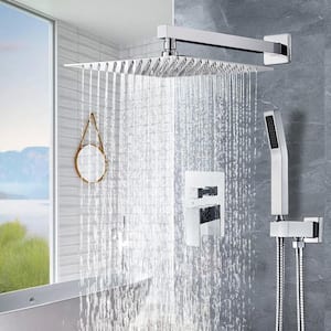 Rain 1-Spray Shower Kits 10 in. Shower System with Valve 1.8 GPM Pressure Balance Dual Shower Heads in Chrome