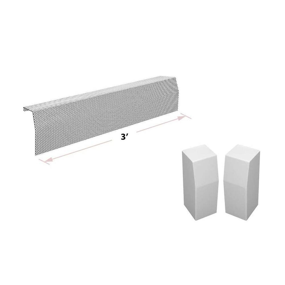 White Galvanized Steel 3 ft Slip-On Baseboard Heater Cover Set