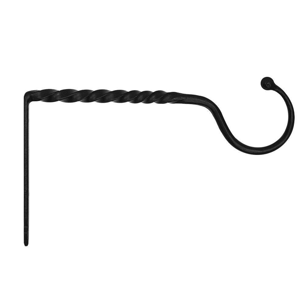 14-Inch Black Wrought Iron Wall Bracket Hook