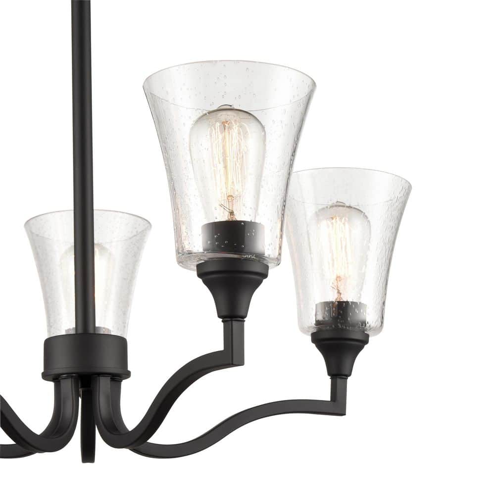 Caily 26" Matte Black Metal 5-Light Chandelier