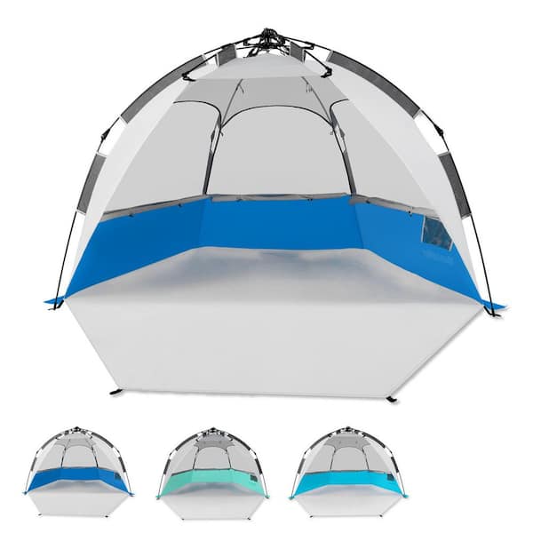 7.2 ft. x 4 ft. 2-3 Person Automatic Pop Up Camping Tent in Blue Waterproof Portable Hiking Instant Cabin