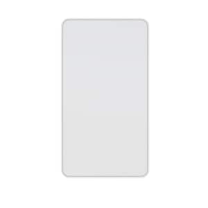 22 in. W x 40 in. H Stainless Steel Framed Radius Corner Bathroom Vanity Mirror in White