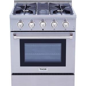 Pre-Converted Propane 30 in. 4.2 cu. ft. Dual Fuel Range in Stainless Steel