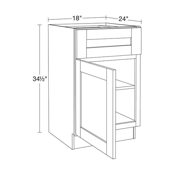 Contractor Express Cabinets Arlington Vessel Blue Plywood Shaker Stock Assembled Base Kitchen Cabinet Soft Close Left 18 in W x 24 in D x 34.5 in H