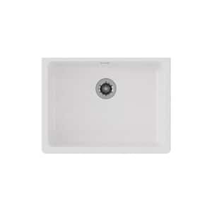 Quartz Classic 25in. Undermount 1 Bowl White Granite/Quartz Composite Sink w/ Accessories