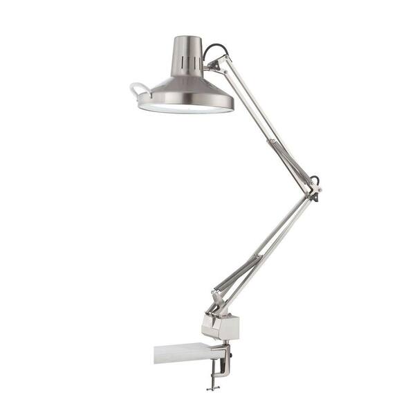 Filament Design Clamp-On 36.25 in. Polished Steel Desk Lamp with Empire Shade