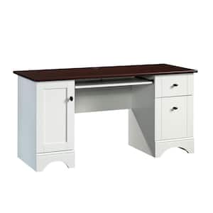 59.449 in. Rectangle Soft White Computer Desk with File Storage