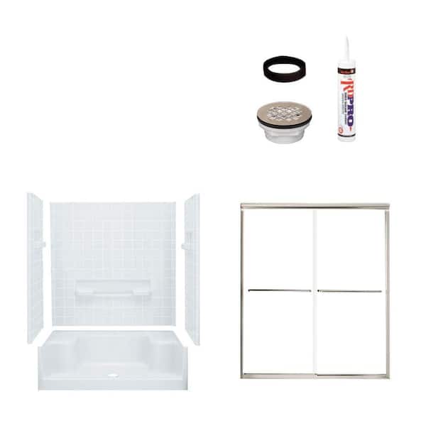 STERLING Advantage 34 in. x 60 in. x 76 in. Shower Kit with Shower Door in White/Nickel-DISCONTINUED