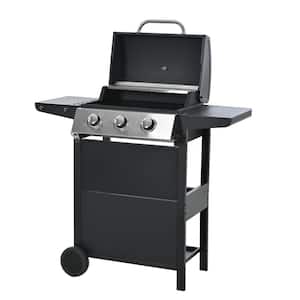 3 Burners Portable Propane Grill Barbecue Grill Stainless Steel Gas Grill in Black