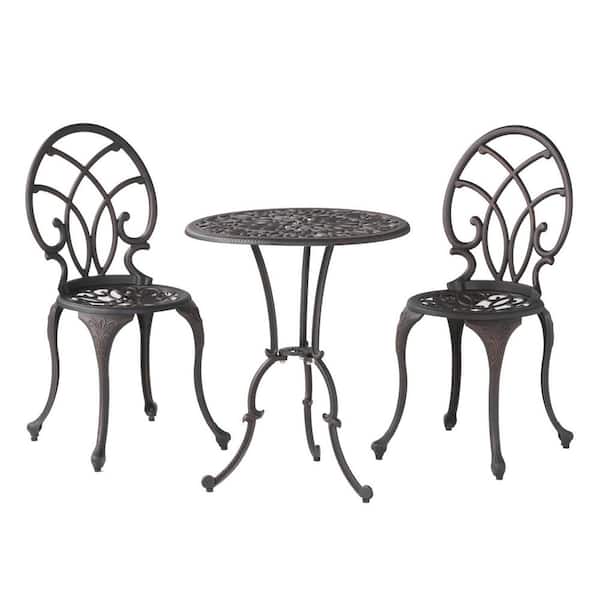 Anky Patio Retro Copper 3-Piece Aluminum Round 28.5 in. H Outdoor Dining Set