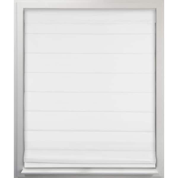 White Cordless Bottom Up Room Darkening Fabric Roman Shade 58.5 in. W x 60 in. L (Actual Size)