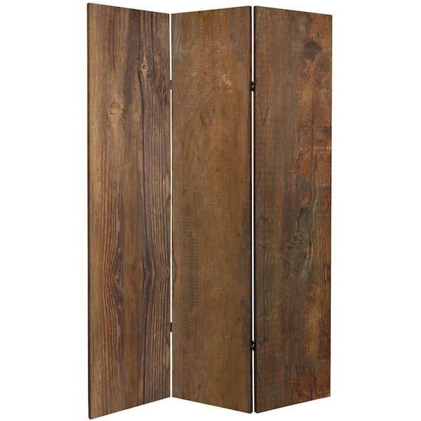 Wood Grain 6 ft. Printed 3-Panel Room Divider