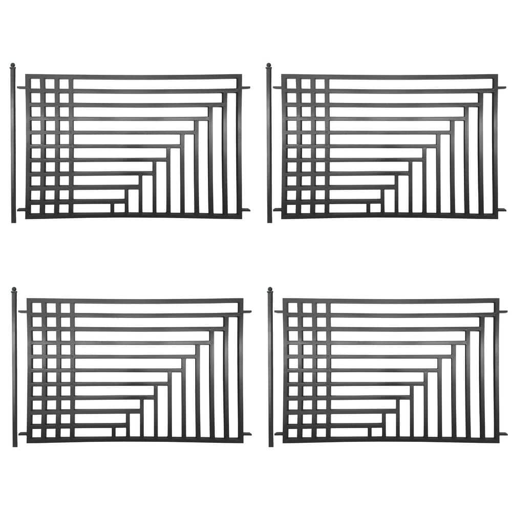 32 ft. x 5 ft. Steel Kyiv Style Security Spaced Bar Flat Top Flat Metal Fence Panel Kit 4-Panel Gate Fence price history on PriceWatchPro