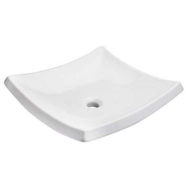 HELVEX Trazzo 19.1 in. Rectangular Vessel Sink in White