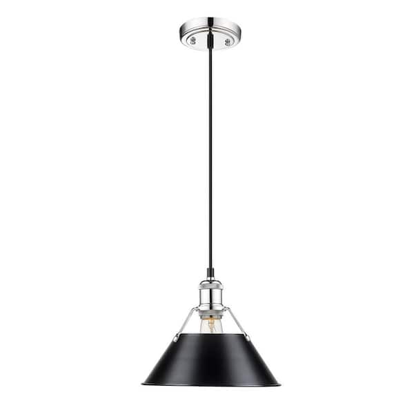 Golden Lighting Orwell 1-Light Chrome with Black Shade Standard Pendant
