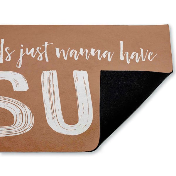 Girls Just Wanna Have Sun Brown 18 in. x 30 in. Polyester Non-Slip Outdoor Door Mat