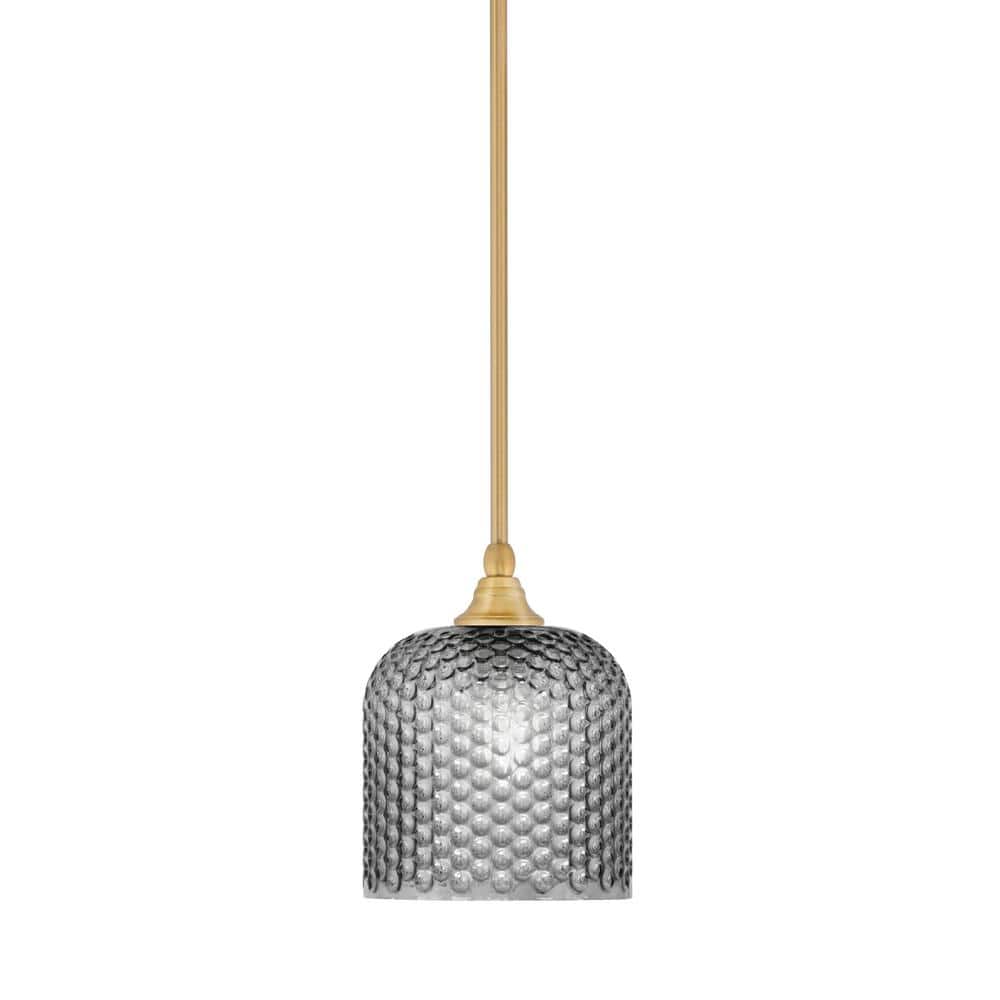 Sparta 100-Watt 1-Light New Age Brass Shaded Pendant Light Mini Pendant wit
