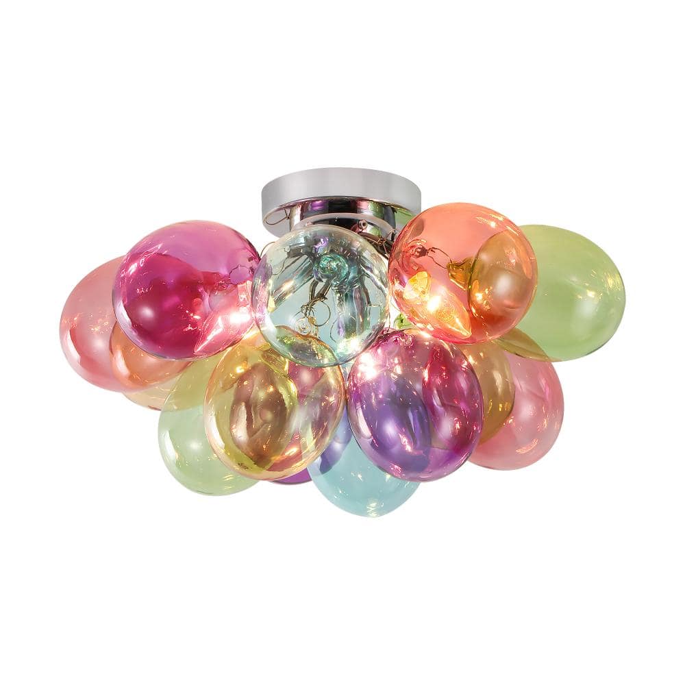 Vibrant 3-Light Nickel Dimmable Flush Mount Ceiling Light with Bubble Glass for Kids Room or Playroom price history on PriceWatchPro