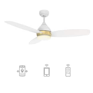 Bretton 48 in. Integrated LED Indoor/Outdoor White Smart Ceiling Fan with Light and Remote, Works with Alexa/Google Home