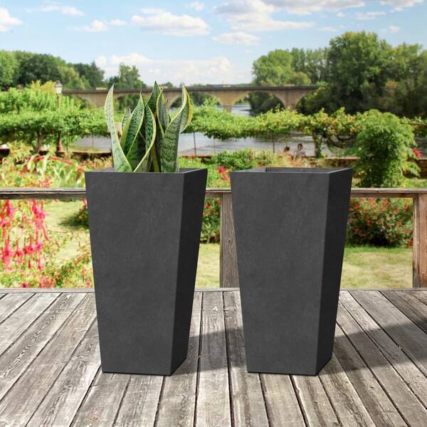 Sapcrete Modern 24.5in. High Large Tall Tapered Square Charcoal