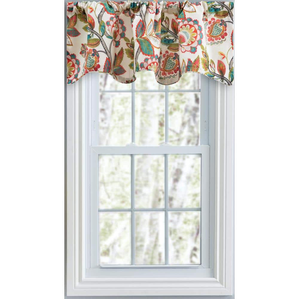 Ellis Curtain Wynette 16 in. L Cotton Lined Scallop Valance in Multi ...