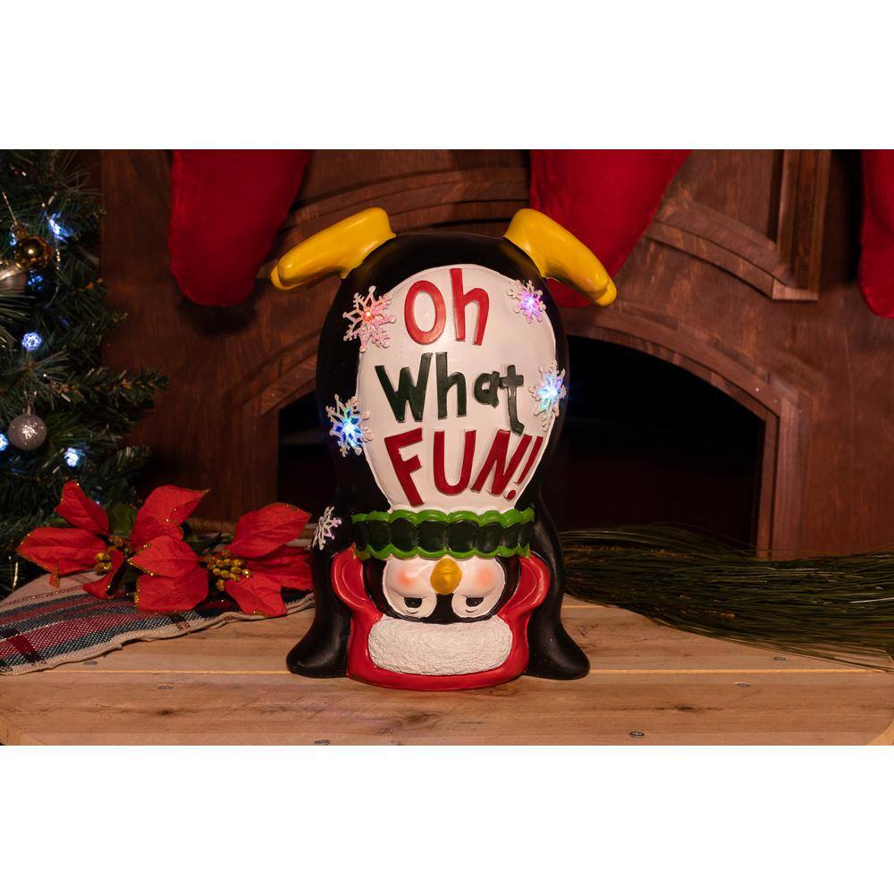 12 in. Snowday Penguin Statue with LED Lights and Timer