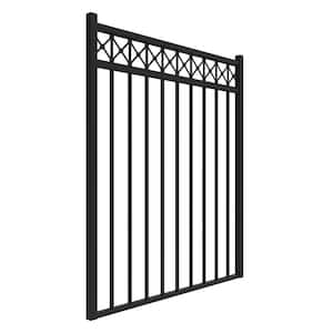 Highland 4 in. W x 54 in. H Black Straight Decorative Flat Top Metal Fence Gate