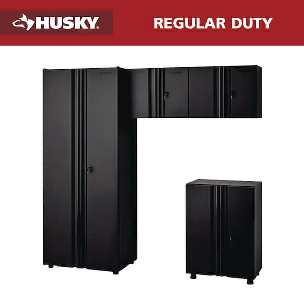 Regular Duty Welded 78.4 in. W x 75 in. H x 19.6 in. D 21-Gauge Steel 4-Piece Garage Storage System in Black