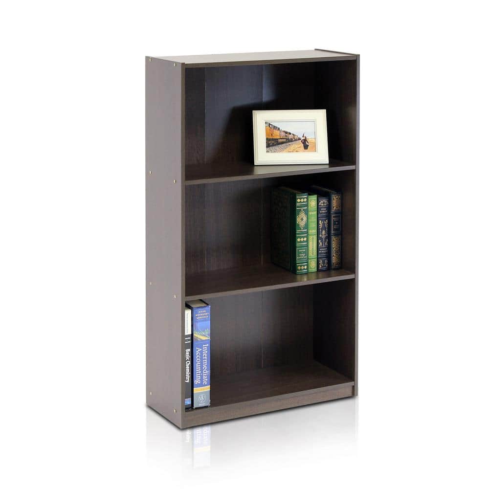 Kids' Adjustable 3-Tier Laminated Dark Brown Storage Shelf