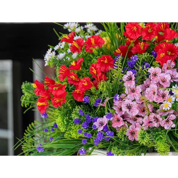 フラワー・ガーデニング thtrjrtj 1 in. Outdoor Colorful Greenery Artificial Shrub UV Resistant