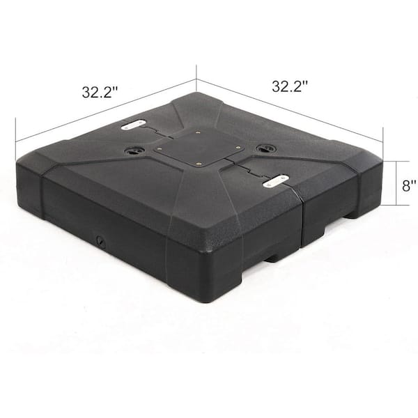 10 ft. Square Aluminum Solar Powered LED Patio Cantilever Offset Umbrella with Stand, Beige