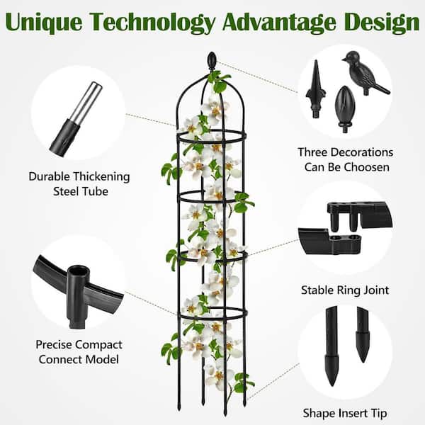 N/A 6 ft. Rustproof Metal Garden Obelisk Trellis Climbing Plant