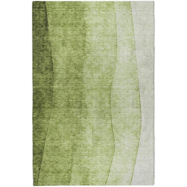 Dream Shag Premium Machine Washable Abstract ADS625 Olive 5 ft. x 7 ft. 6 in. Area Rug