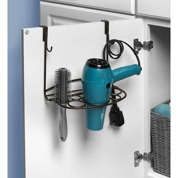 Dyiom 4.7 in. W Hair Dryer Holder, Hair Tool Organizer Bathroom Organizer Under Sink for Hair Dryer in Black